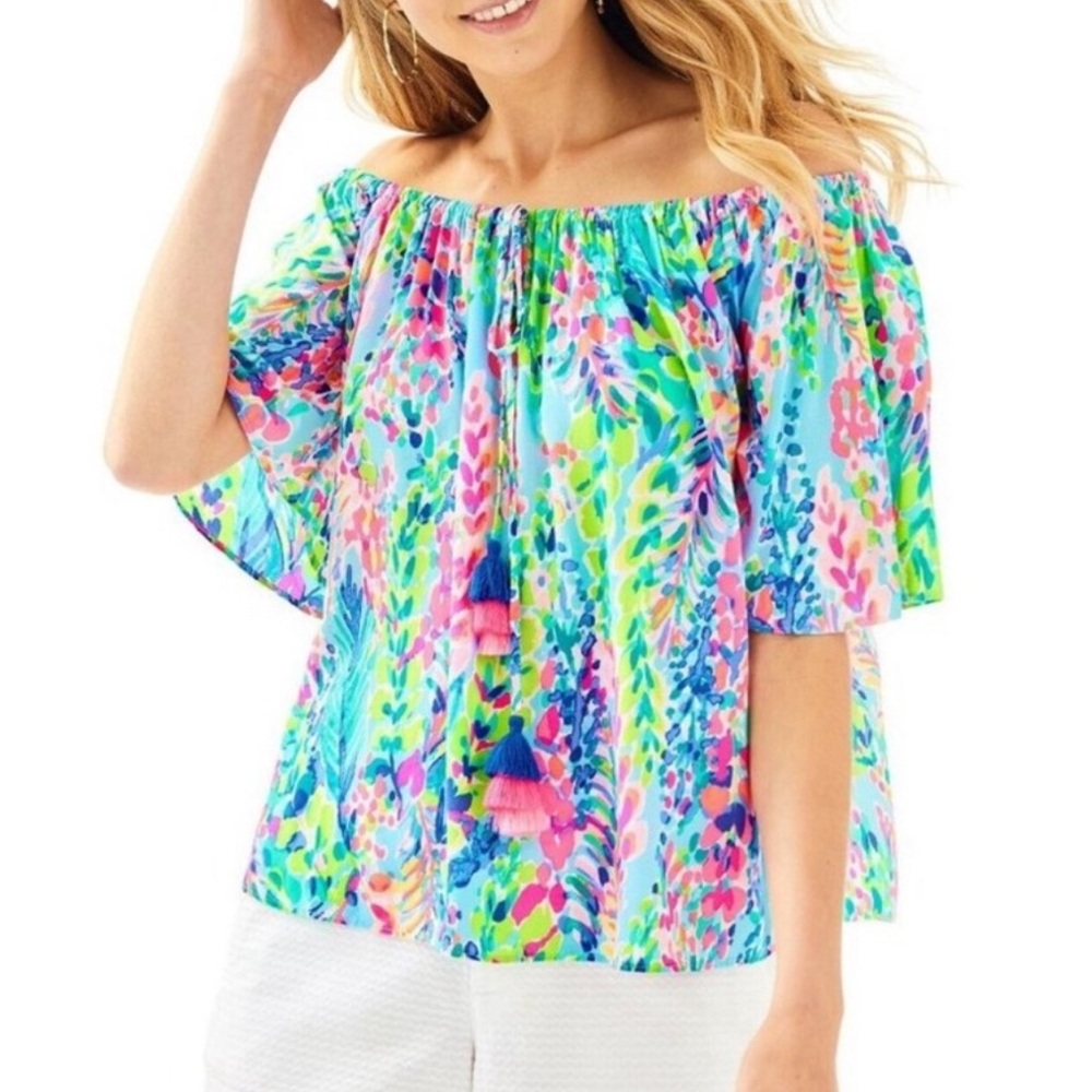 Lilly Pulitzer Sain Top Multi Catch the Wave XS